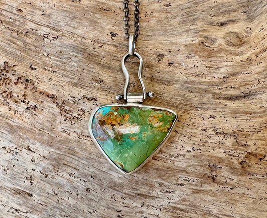 Verdant Shield - Turquoise and Sterling Silver
