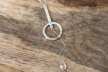 Load image into Gallery viewer, Hammered Eternity Drop Moonstone Necklace in Sterling Silver