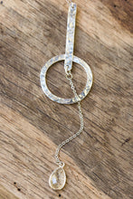 Load image into Gallery viewer, Hammered Eternity Drop Moonstone Necklace in Sterling Silver