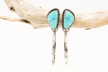 Load image into Gallery viewer, Kingman Turquoise &amp; Sterling Silver Hoop Earrings