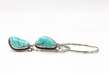 Load image into Gallery viewer, Kingman Turquoise &amp; Sterling Silver Hoop Earrings