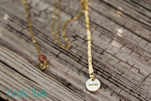 Load image into Gallery viewer, Hammered 14K Gold Vertical Bar Necklace with Gold Vermeil Karma Charm