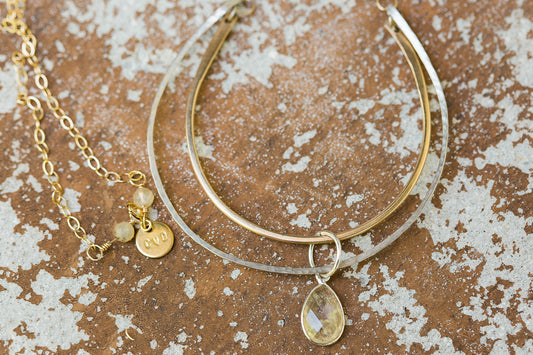 Two Moons Statement Necklace with Moonstone Charm