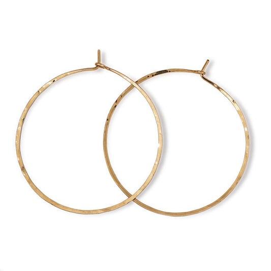 3" Thin Hoop Hammered Earrings