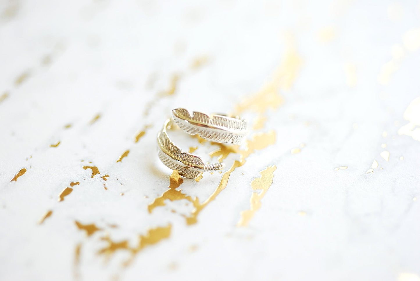 Feather Wrap Ring, Adjustable, Sterling Silver