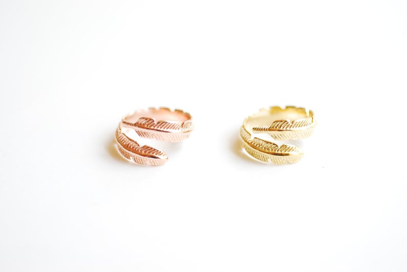 Feather Wrap Ring, Adjustable, Sterling Silver