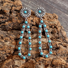 Load image into Gallery viewer, Flower Artificial Turquoise Teardrop Earrings