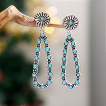 Load image into Gallery viewer, Flower Artificial Turquoise Teardrop Earrings