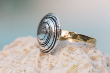 Load image into Gallery viewer, Costa Rican Shell Ring - Fine Silver &amp; 14K Gold Band