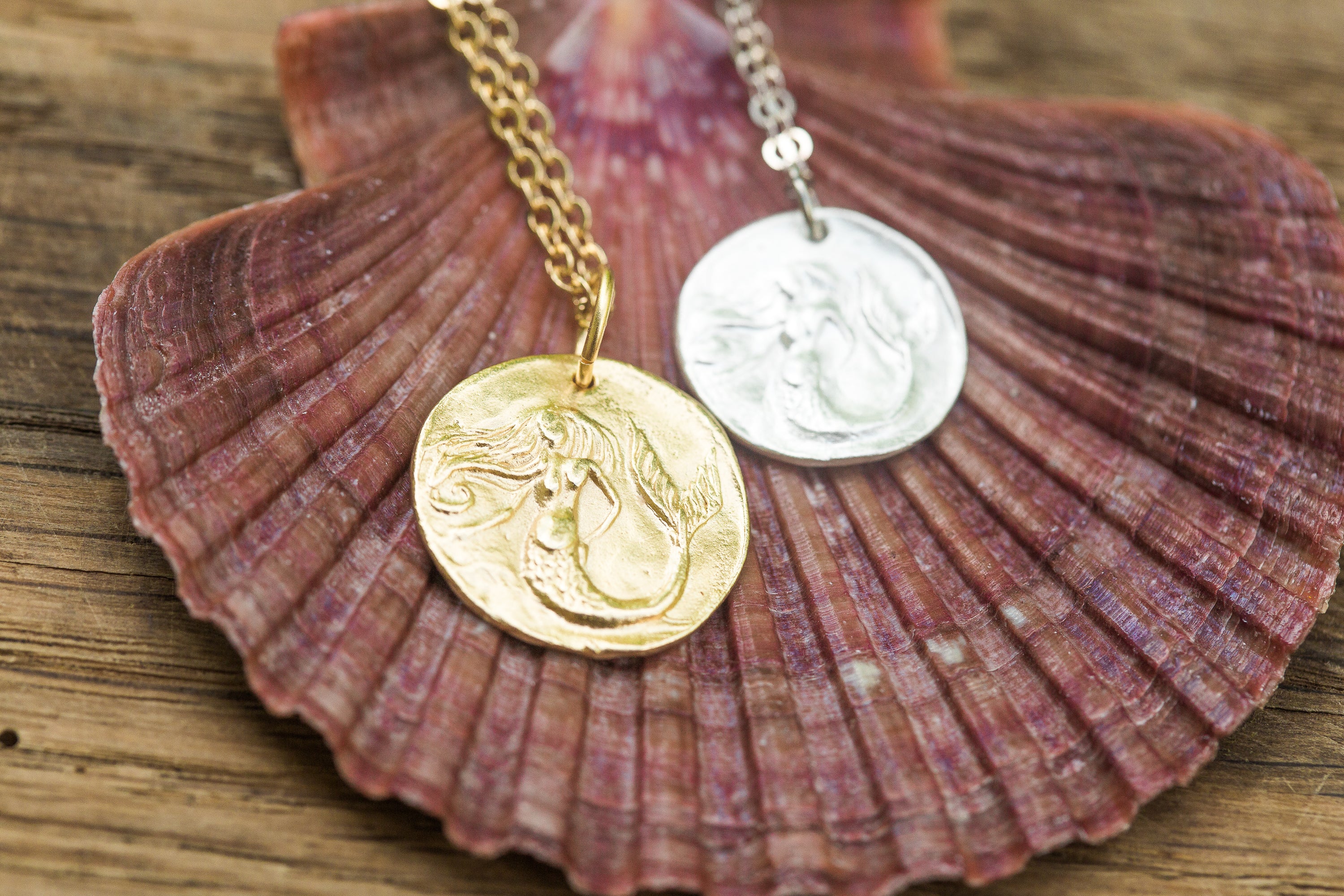 Mermaid coin online necklace