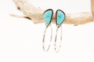 Kingman Turquoise & Sterling Silver Hoop Earrings
