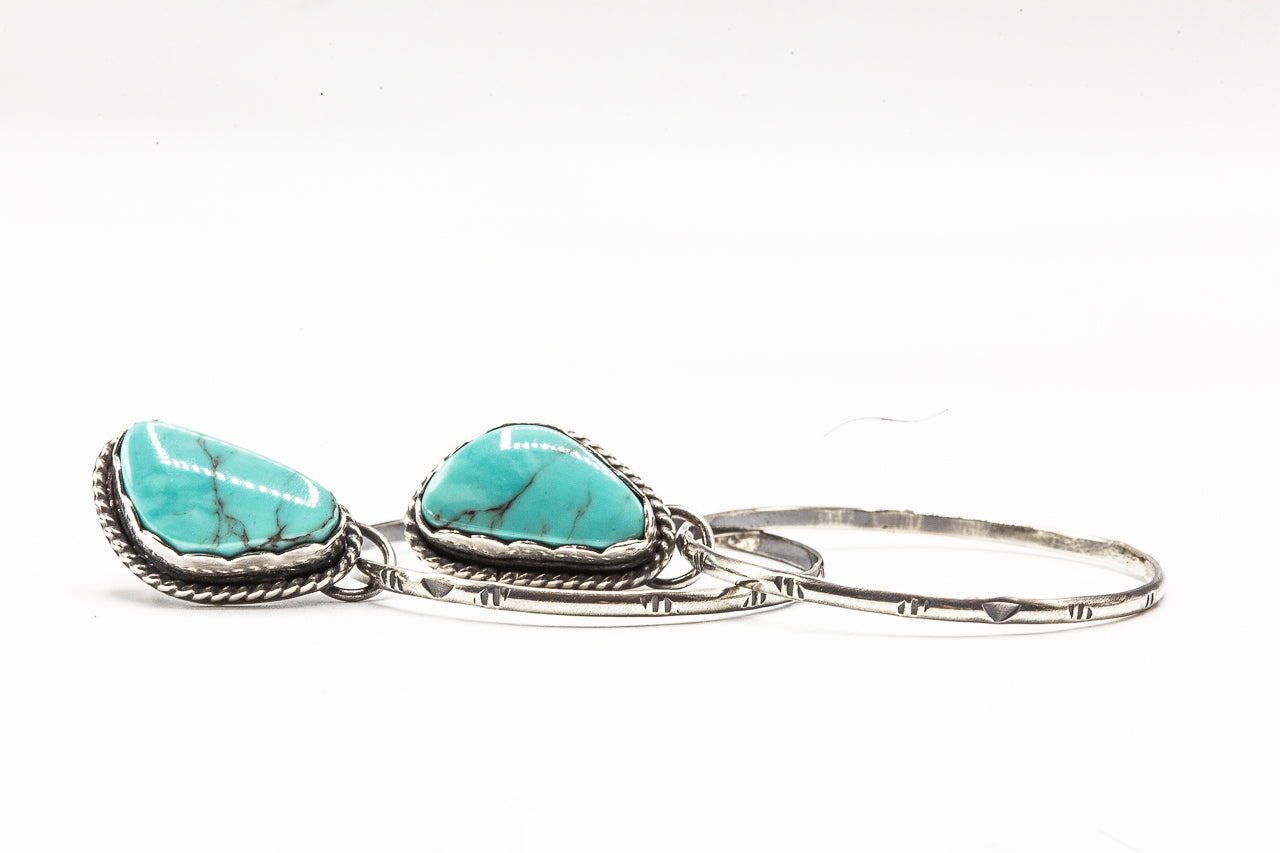 Kingman Turquoise & Sterling Silver Hoop Earrings