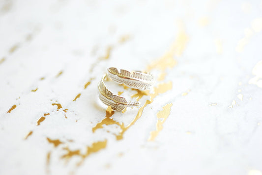 Feather Wrap Ring, Adjustable, Sterling Silver