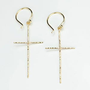 Hammered Cross Earrings